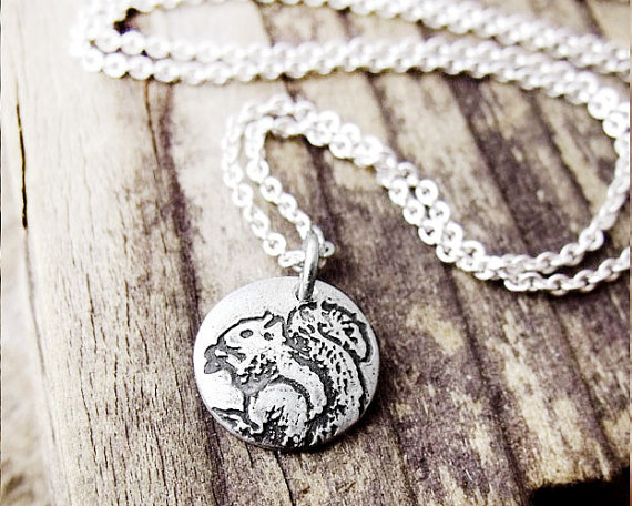 Tiny squirrel necklace by "Lulu Bug jewelry"