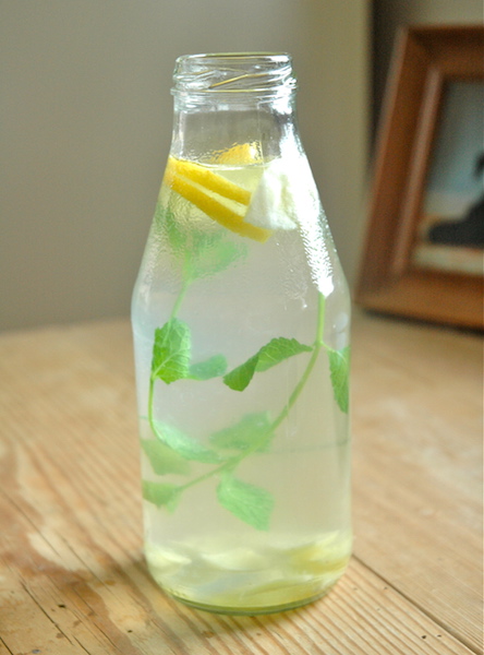 Warm water with lemon mint and ginger