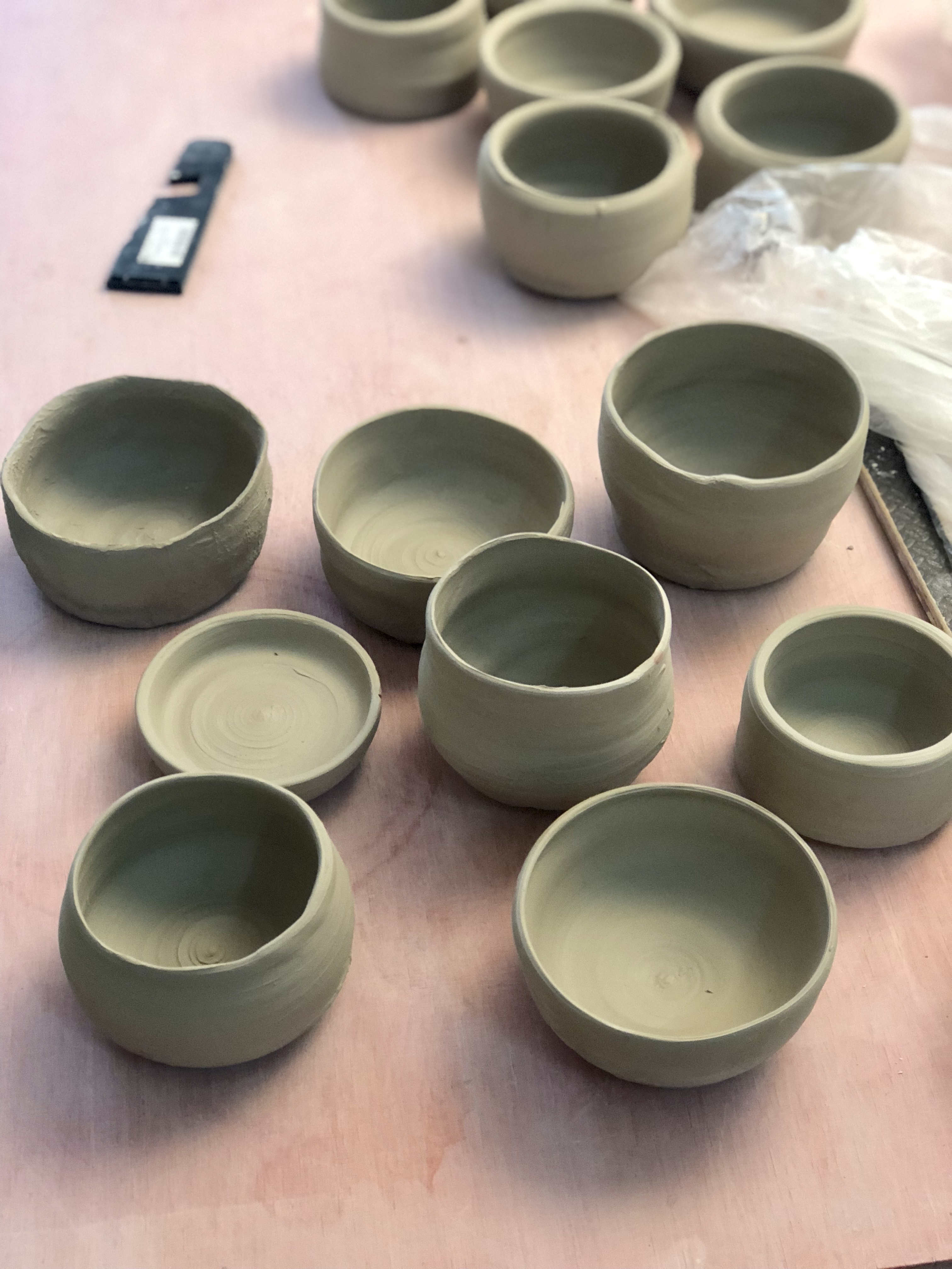 unfinished clay pottery