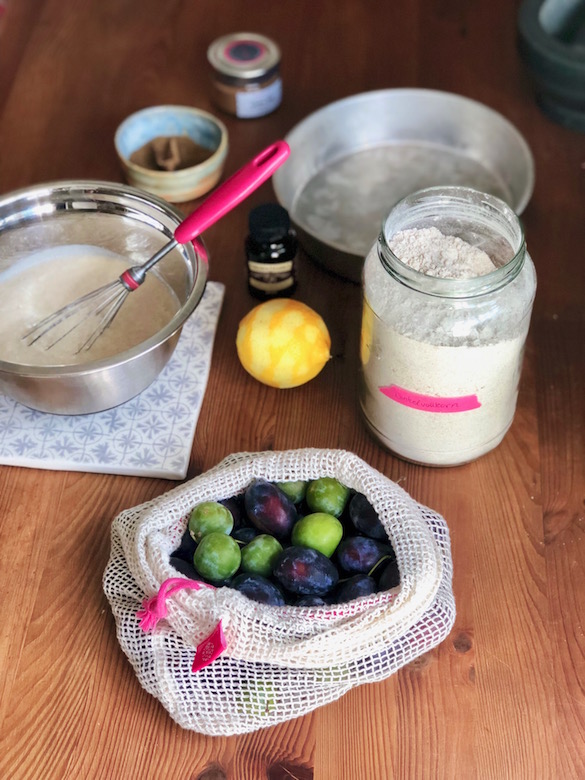 Vegan Plum Cake baking