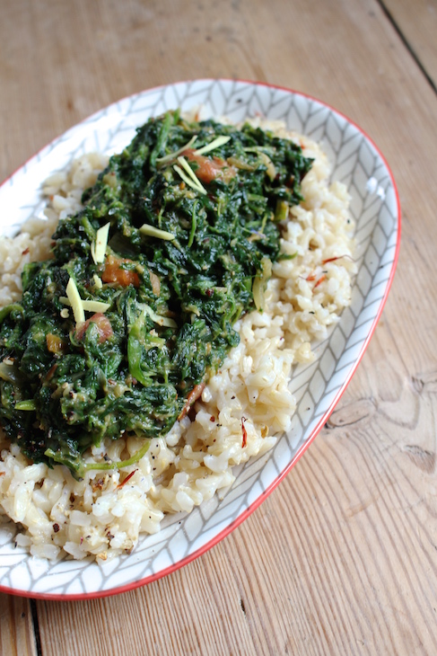 Creamy Indian Spinach With Brown Rice | Greenderella